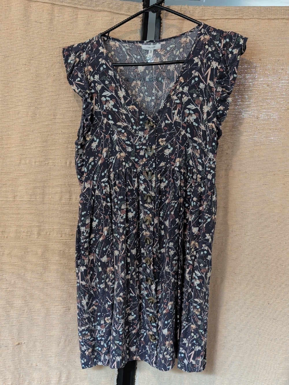 Maurices Navy Floral Button-Front Mini Dress